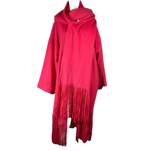 Fab Ferragamo  %100 cashmere Bubblegum Pink Wrap Front Jacket Coat Fringe Duster - Picture 1 of 9